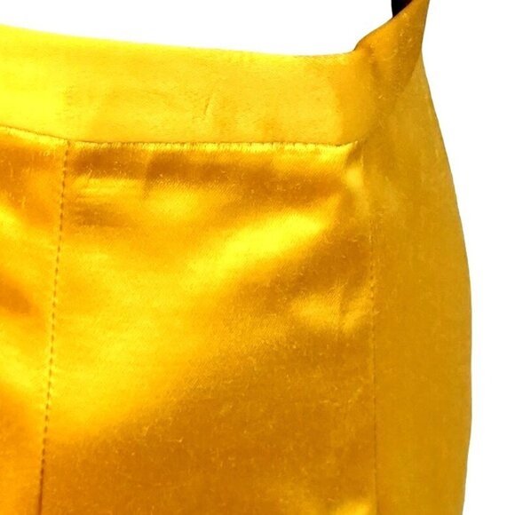 Vintage Yellow Yellow Satin Wiggle Pencil Skirt Size S 50s Metal Zipper - Picture 8 of 11